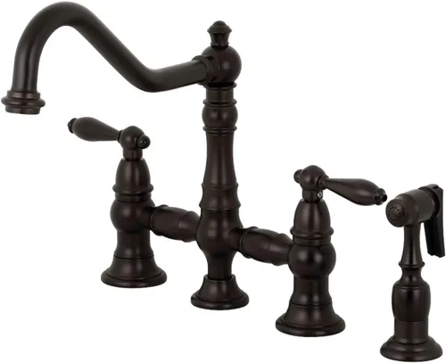 Miniatura 11 de Kingston Brass KS3277ALBS Grifo de cocina con rociador lateral, latón cepillado, 13.06 x 14.06 x 9.44 Cobrizo cepillado