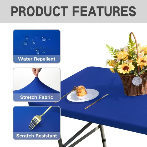 Miniatura 4 de Mantel de mesa rectangular de 4 pies con ajuste elástico, mantel de elastano elástico de 4 pies para mesa, mantel elástico de spandex para cocina