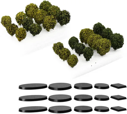 Miniatura 7 de Árboles de vegetación en miniatura con bases modelo, terreno, guerra, juegos, bricolaje, paisaje ferroviario (24 arbustos)