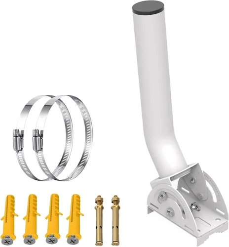 Miniatura 12 de Soporte de antena para exteriores para punto de acceso, soporte de montaje de poste en J de bloqueo de doble tornillo ajustable de 12 a 160°, Blanco