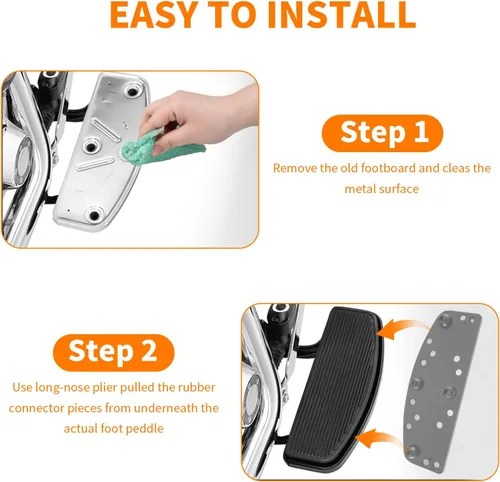 Miniatura 7 de Estribo delantero de goma para motocicleta con inserto para conductor/piloto, plataforma ancha para los pies, clavijas para los pies, pedales
