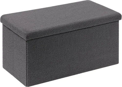Miniatura 27 de PINPLUS Otomanas otomanas de almacenamiento con forma cuadrada con reposapiés de almacenamiento para sala de estar, asiento otomano Boucle para Negro