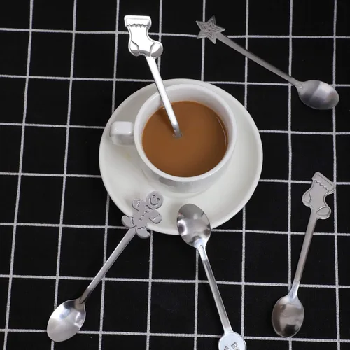 Miniatura 5 de Aneco Juego de 12 mini cucharas navideñas de acero inoxidable para café, té, sopa de azúcar, postre condimento, helado