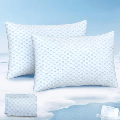 Miniatura 9 de Favocama Almohada Refrescante para Dormir, Almohadas de Espuma Viscoelástica Triturada Tamaño Estándar Juego de 2, Almohadas de Cama Refrescantes