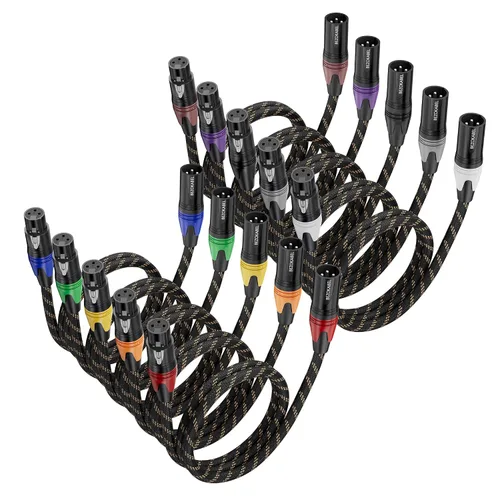 Miniatura 13 de Cables XLR - Paquete de 6 cables XLR trenzados de nailon trenzado y cable de micrófono equilibrado para micrófonos, mezcladores y altavoces
