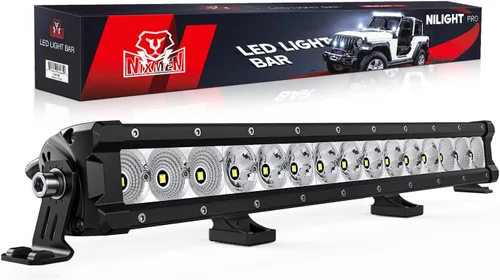 Miniatura 13 de Nilight Barra de luz LED de 16 pulgadas, 60 W, haz combinado de focos de inundación, 7200 lm, Osram P8/5 W, luces delgadas de una sola fila, luces