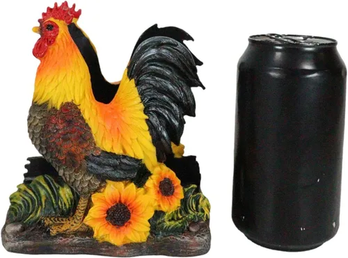 Miniatura 7 de Ebros Gift Farm Morning Crow Rooster - Servilletero para cena, 6 pulgadas de alto, mesa occidental rústica, centro de mesa decorativa de pollos