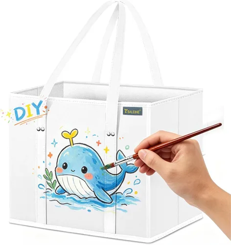 Miniatura 25 de BALEINE Paquete de 3 bolsas reutilizables para comestibles, bolsas de compras plegables para comestibles con parte inferior reforzada y asas
