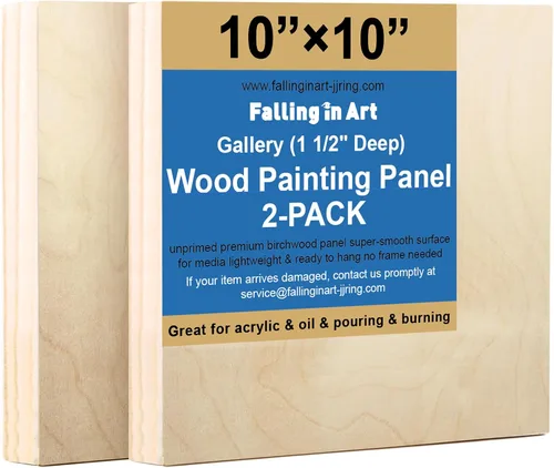 Miniatura 12 de Falling in Art Paquete de 2 paneles de lienzo de madera sin terminar, kit de paneles de madera de abedul de galería de 20 x 20 pulgadas, tablas