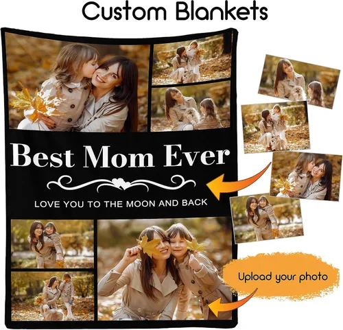 Miniatura 3 de Regalos de Beat Mom Ever, mantas personalizadas con fotos, mantas personalizadas con imagen para mamá de hija, hijo, a mi mamá, amante o esposa
