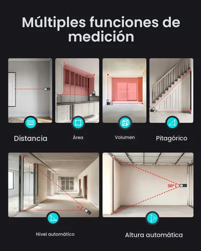 Miniatura 9 de MiLESEEY - Dispositivo de medición láser, 229 pies, cinta métrica láser digital con sensor de ángulo electrónico mejorado, precisión de ± 0.079 in