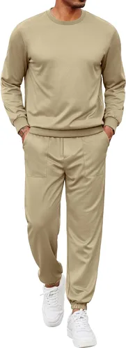 Miniatura 73 de COOFANDY Conjunto deportivo de 2 piezas para hombre, sudadera de manga larga, sin botones, para deportes, casual, fitness, trotar