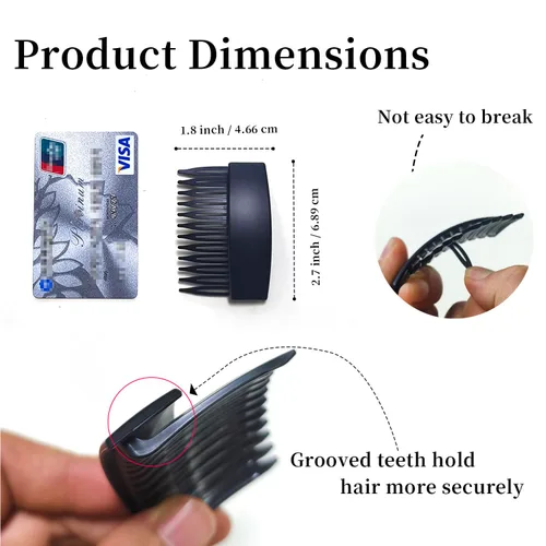 Miniatura 3 de Peine lateral de pelo francés pequeño de 2.7 pulgadas curvado decorativo torcido irrompible, pinzas de pelo mate fuerte para mujer, 3