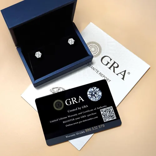 Miniatura 4 de RINEY&KY Aretes de moissanita Aretes de diamante de laboratorio para mujeres y hombres, aretes de moissanita, aretes de moissanita chapados en oro