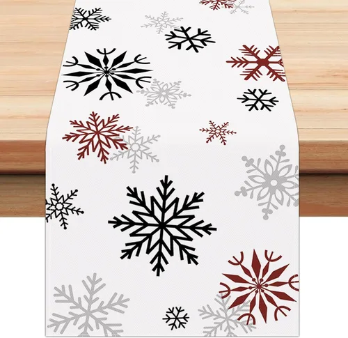 Miniatura 9 de Bonhause Camino de mesa con copos de nieve de invierno 13x72 pulgadas plateado y dorado, decoración de Navidad, invierno, vacaciones, cocina