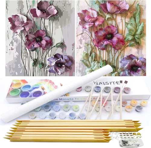Miniatura 74 de BAISITE Kit de pintura por números para adultos principiantes, 12 pulgadas de ancho x 16 pulgadas de largo, paquete de 2 lienzos para kits