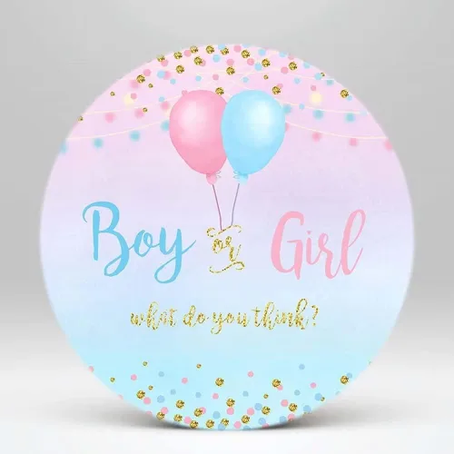 Telón de fondo redondo para revelación de género para niño o niña, lunares azules y rosados, globo de fotografía, revelación de género, suministros