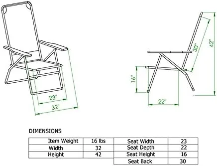 Miniatura 2 de Silla de playa grande Jumbo de 500 libras de aluminio resistente para grandes y altos, 4 posiciones reclinables