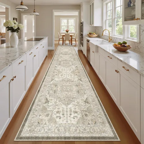 Miniatura 939 de Madane Tapete lavable de 2 x 10 pies para pasillo, cocina, recibidor, clásico, suave, antideslizante para interiores, casa de campo, baño, sala