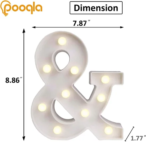 Miniatura 3 de Pooqla - Anuncio de letras del alfabeto con luces LED para decoración de bodas, cumpleaños, fiestas, Navidad, hogar, bar