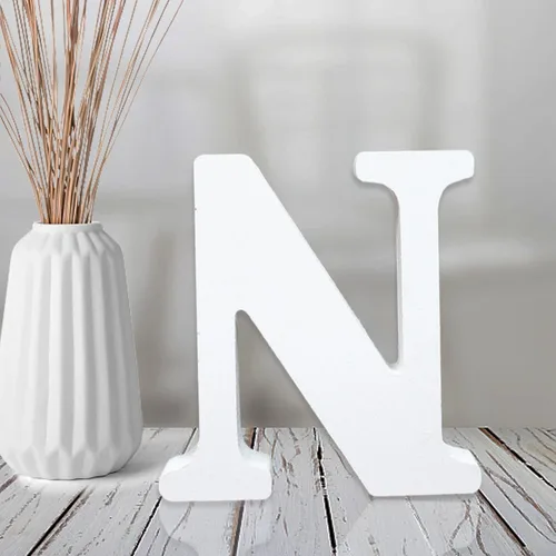 Miniatura 29 de AOCEAN Letras de madera blanca de 4 pulgadas sin terminar para decoración de pared, letras decorativas de pie en rodajas, decoración de tablero