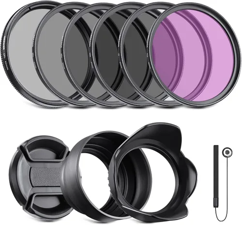 Miniatura 9 de NEEWER Paquete de filtro ND de 40,5 mm y accesorios para lentes, kit de filtros ND2 ND4 ND8 UV FLD CPL con tapa de lente