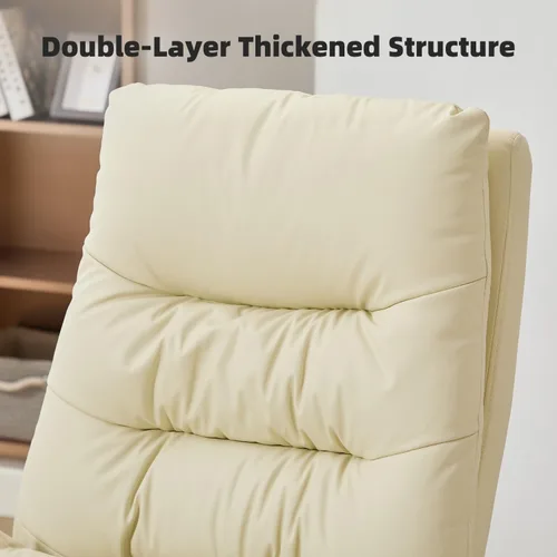 Miniatura 3 de Silla de oficina con reposapiés, respaldo alto 155° reclinable, silla de computadora de escritorio de oficina de cuero, silla giratoria de Beige