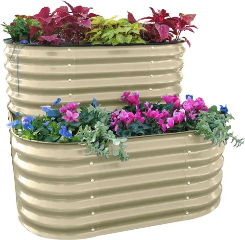 Miniatura 8 de Vego garden Jardinera elevada en cascada de metal galvanizado para verduras, hierbas y flores, verde británico
