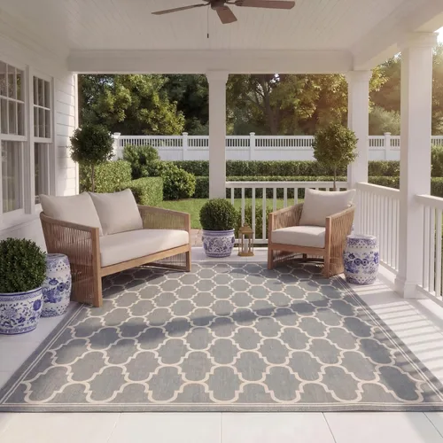 Miniatura 7 de SAFAVIEH Courtyard Collection - Alfombra decorativa de 4 x 5 pies 7 pulgadas, amarillo y beige, no desprende pelusa y de fácil cuidado