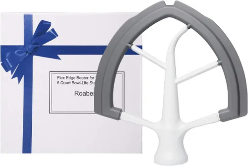 Miniatura 5 de Roabertic Batidor de borde flexible para batidora KitchenAid con soporte elevador de tazón, pala batidora plana de 6 cuartos de galón con bordes