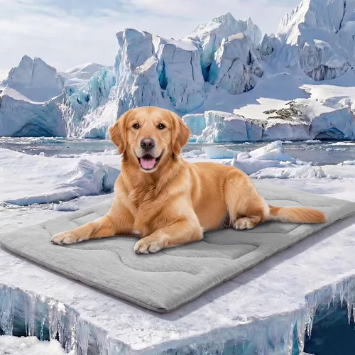 Miniatura 9 de ASENKU Tapete refrescante para perros, portátil y duradero, absorción física del calor, cama refrescante antideslizante y transpirable de verano Azul