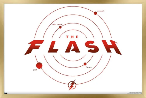 Trends International DC Comics Movie The Flash - Póster de pared de la línea de tiempo Versión con marco dorado