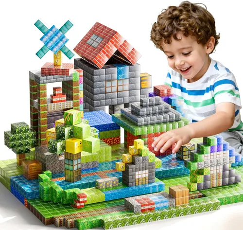 Bloques Magnéticos de Juguete para Niños, 110 PCS Bloques de Construcción Magnéticos, Juguete de Apilamiento Sensorial STEM Montessori para Niños y