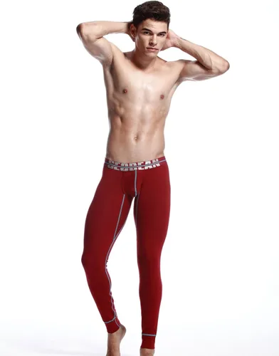 Miniatura 3 de SEOBEAN Low Rise Pantalones de ropa interior para hombre largo John algodón rojo oscuro 2276
