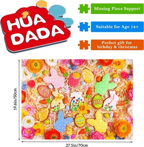 Miniatura 2 de HUADADA Rompecabezas de 1000 piezas para adultos, galletas de Pascua, rompecabezas para adultos, juegos educativos de 1000 piezas coloridos