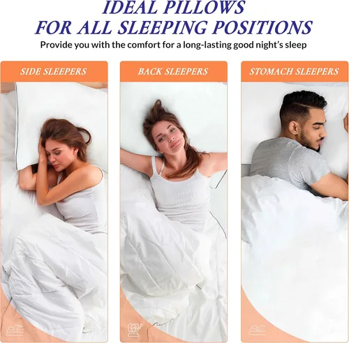 Miniatura 4 de ROYALE LINENS Juego de 2 almohadas tamaño Queen, almohada de cama para dormir, almohada refrescante para personas que duermen de espalda, estómago