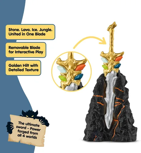 Miniatura 7 de Schleich Eldrador Creatures - Juego de 5 criaturas de fantasía - Lobo de hielo, sabueso de lava, bestia de roca y espada - Figuras de monstruos