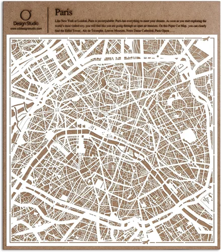 Miniatura 150 de O3 Design Studio Aberdeen - Mapa de papel cortado en papel blanco de 12 x 12 pulgadas