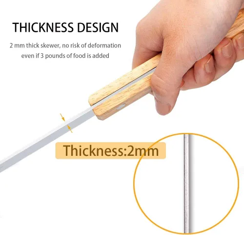 Miniatura 5 de Goutime Kabob - Brochetas de 23 pulgadas de largo, 1 pulgada de ancho de acero inoxidable para asar a la parrilla con mango de madera para hacer