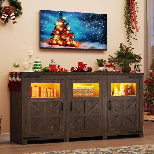 Miniatura 11 de Soporte de TV LED grande de 64 pulgadas para televisores de 70/65/60 pulgadas con tomas de corriente, armarios de almacenamiento altos para centro