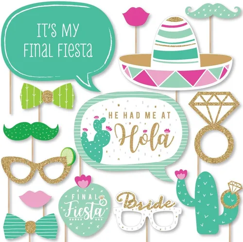 Miniatura 9 de Big Dot of Happiness Accesorios botánicos bohemios para fotos de despedida de soltera, accesorios de fotografía de fiesta de boda, recortes