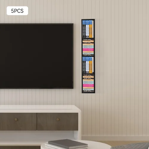 Miniatura 9 de Estante de almacenamiento de medios de 34 pulgadas para montaje en pared, organizador de CD y DVD, estante de metal, estante de almacenamiento