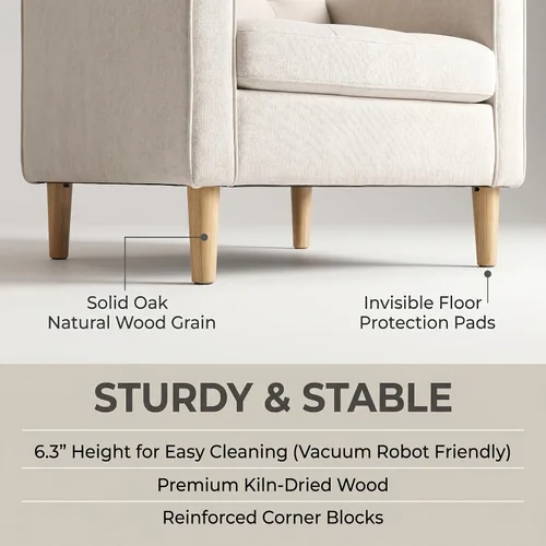 Miniatura 4 de STHOUYN Silla decorativa para sala de estar con patas de madera maciza, silla de lectura moderna de mediados de siglo para dormitorio, sillón cómodo