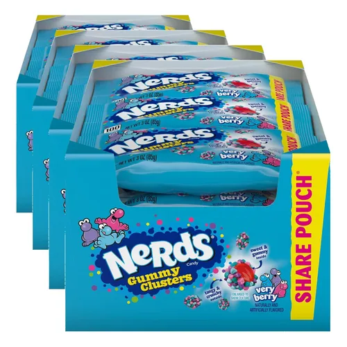 Miniatura 13 de NERDS Gummy Clusters Candy, arcoíris, crujiente y gomoso, 3 onzas (paquete de 12)