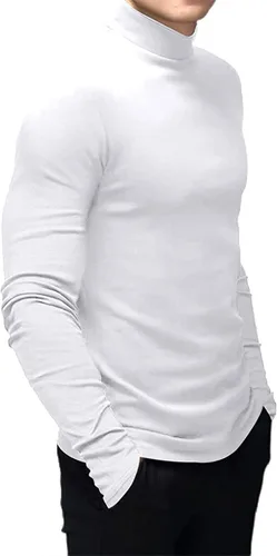 Miniatura 2 de Camiseta de manga corta para hombre, básica, cuello alto, ajustada, sin botones, térmica, sólida