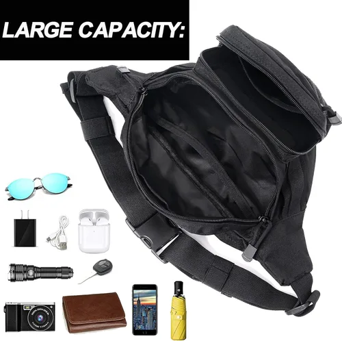 Miniatura 3 de Riñonera táctica, bolsa de cintura militar con cinturón de cadera, bolsas de utilidad para senderismo, escalada, pesca al aire libre con parche de 1