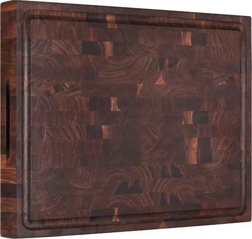 Miniatura 11 de AZRHOM Tabla de Cortar de Madera de Nogal, 20x15 pulgadas Tablas de Cortar de Madera Extra Grandes con Ranura Profunda para Jugos y Mango Lateral