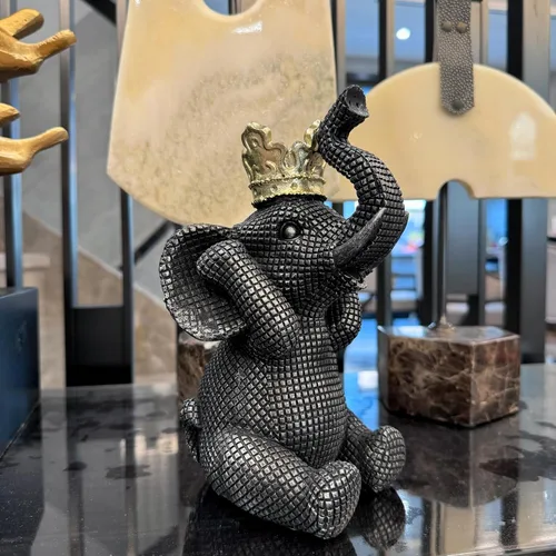 Miniatura 8 de Etlemonde Estatua de elefante para el hogar, decoración de rey negro y dorado con corona de elefante, escultura de elefante para sala de estar