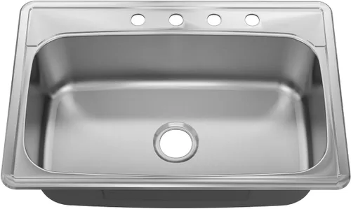 Miniatura 6 de Sinber MT3322C Fregadero de Cocina Empotrable de Un Solo Compartimento de 33" x 22" x 9" con Acero Inoxidable 304 Calibre 18 Acabado Satinado