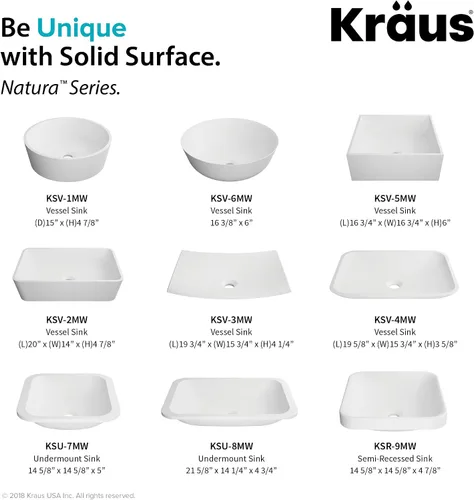 Miniatura 3 de Kraus KSR-9MW Natura - Lavabo para baño, color blanco mate